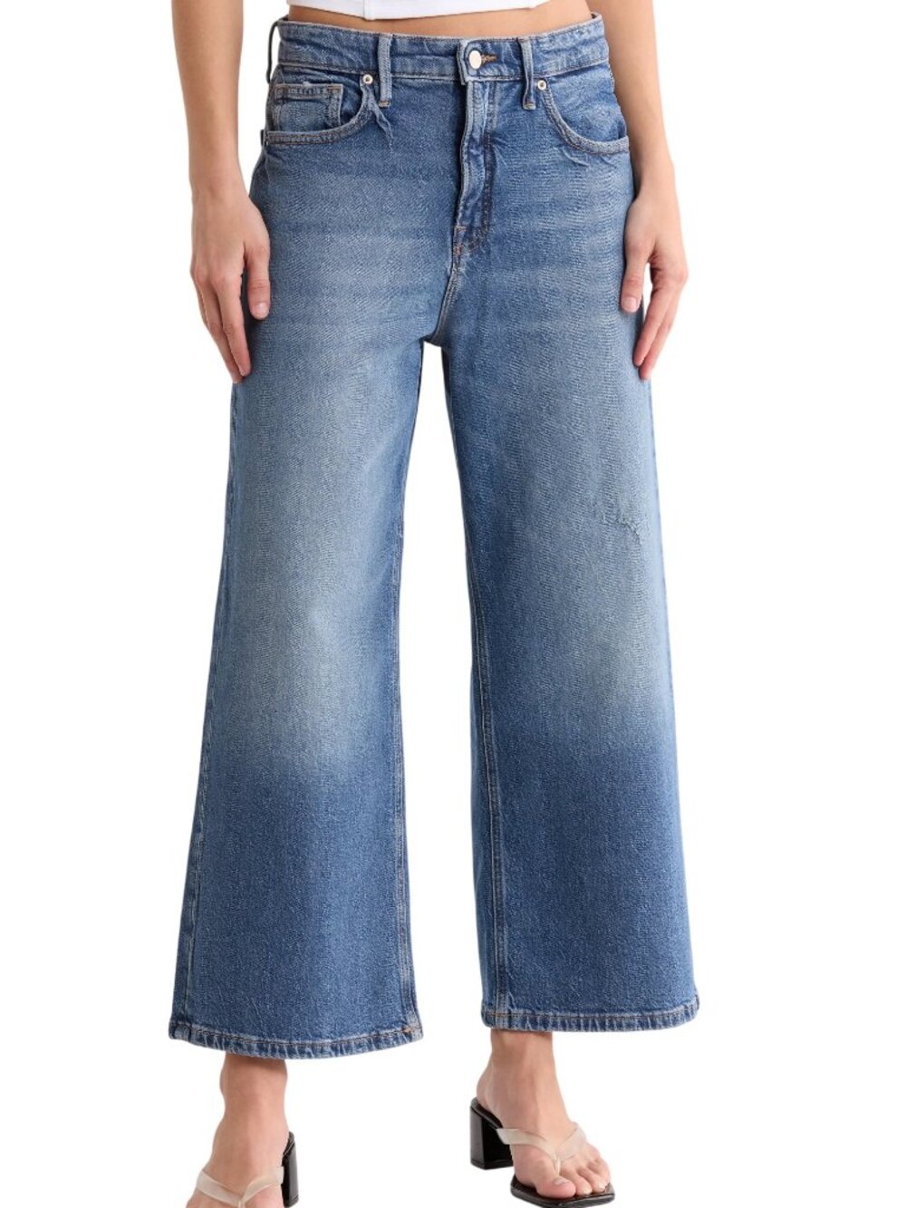 GOOD AMERICAN Good Ease Crop Relaxed Jeans in Indigo